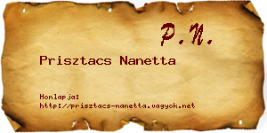 Prisztacs Nanetta névjegykártya
